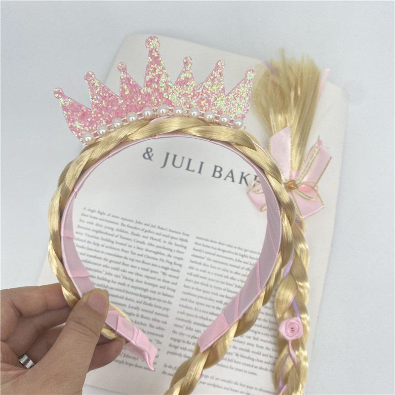Children's Wig Princess Elsa Ice Snow Headband Wig Braid Festival Performance Party Hair Accessories Snowflake Children Headwear Children's Wig Princess Elsa Ice Snow Headband Wig Braid Festival Performance Party Hair Accessories Snowflake Children Headwear