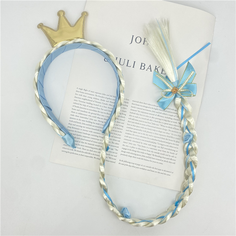 Children's Wig Princess Elsa Ice Snow Headband Wig Braid Festival Performance Party Hair Accessories Snowflake Children Headwear Children's Wig Princess Elsa Ice Snow Headband Wig Braid Festival Performance Party Hair Accessories Snowflake Children Headwear