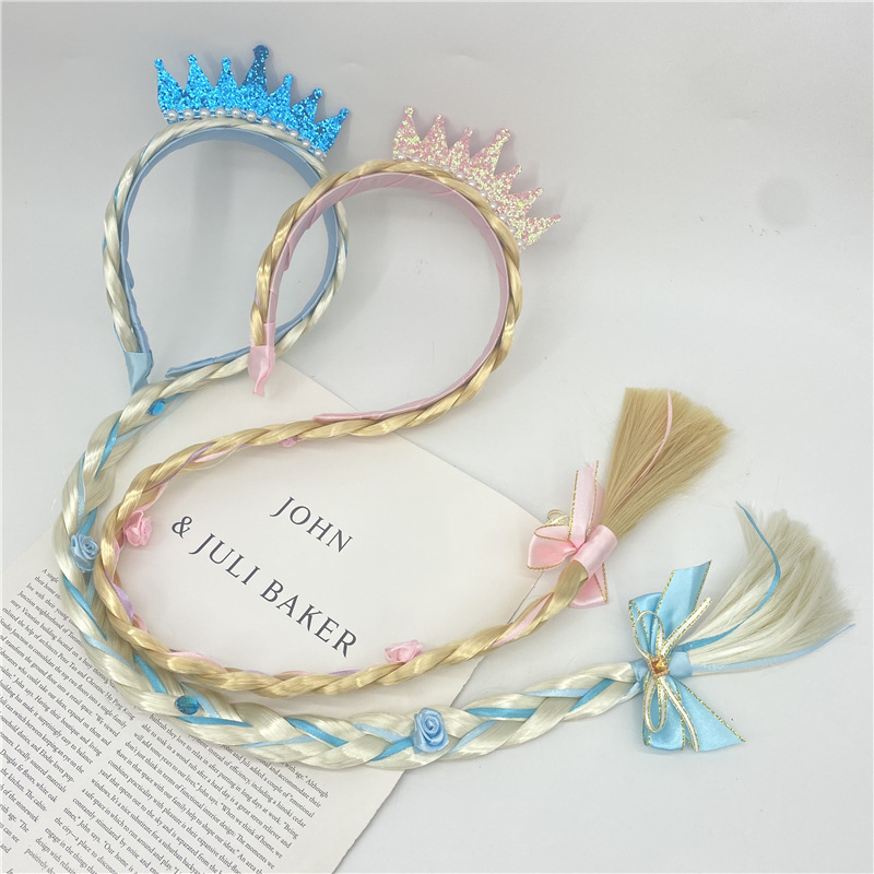Children's Wig Princess Elsa Ice Snow Headband Wig Braid Festival Performance Party Hair Accessories Snowflake Children Headwear Children's Wig Princess Elsa Ice Snow Headband Wig Braid Festival Performance Party Hair Accessories Snowflake Children Headwear