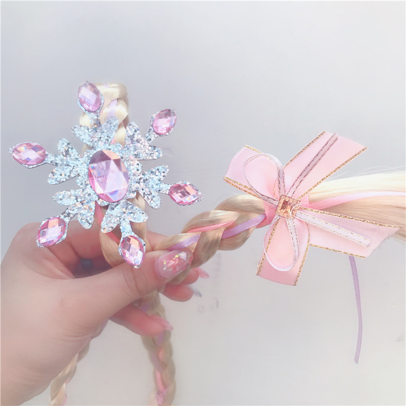 Children's Wig Princess Elsa Ice Snow Headband Wig Braid Festival Performance Party Hair Accessories Snowflake Children Headwear Children's Wig Princess Elsa Ice Snow Headband Wig Braid Festival Performance Party Hair Accessories Snowflake Children Headwear