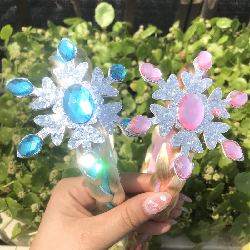 Children's Wig Princess Elsa Ice Snow Headband Wig Braid Festival Performance Party Hair Accessories Snowflake Children Headwear Children's Wig Princess Elsa Ice Snow Headband Wig Braid Festival Performance Party Hair Accessories Snowflake Children Headwear