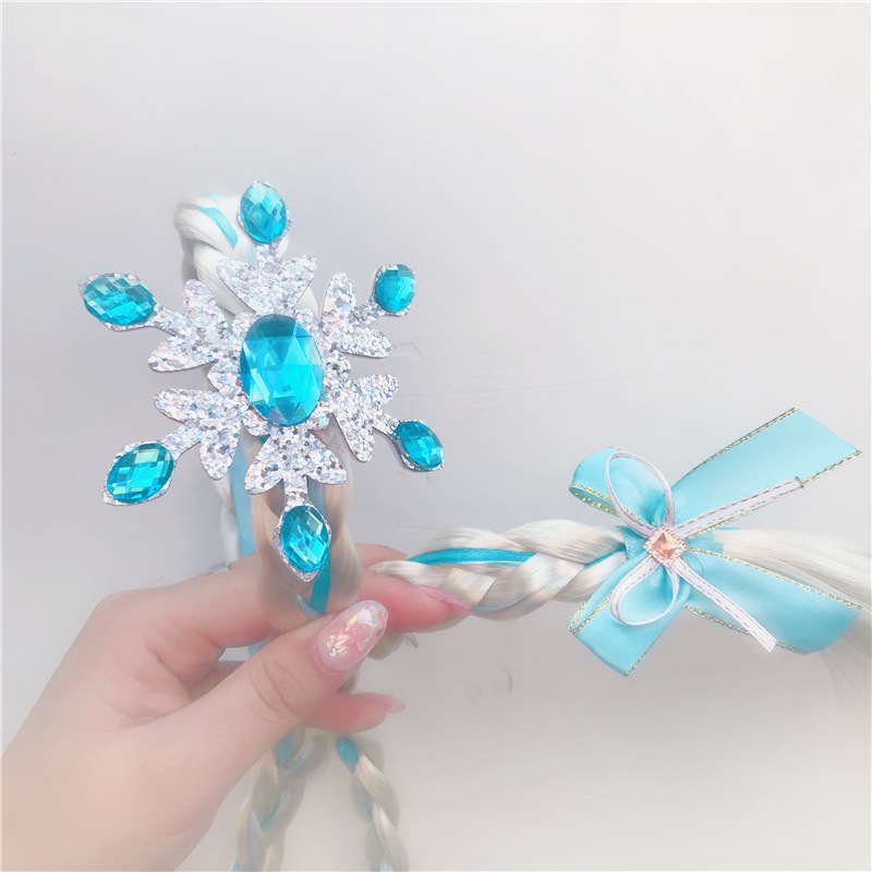 Children's Wig Princess Elsa Ice Snow Headband Wig Braid Festival Performance Party Hair Accessories Snowflake Children Headwear Children's Wig Princess Elsa Ice Snow Headband Wig Braid Festival Performance Party Hair Accessories Snowflake Children Headwear