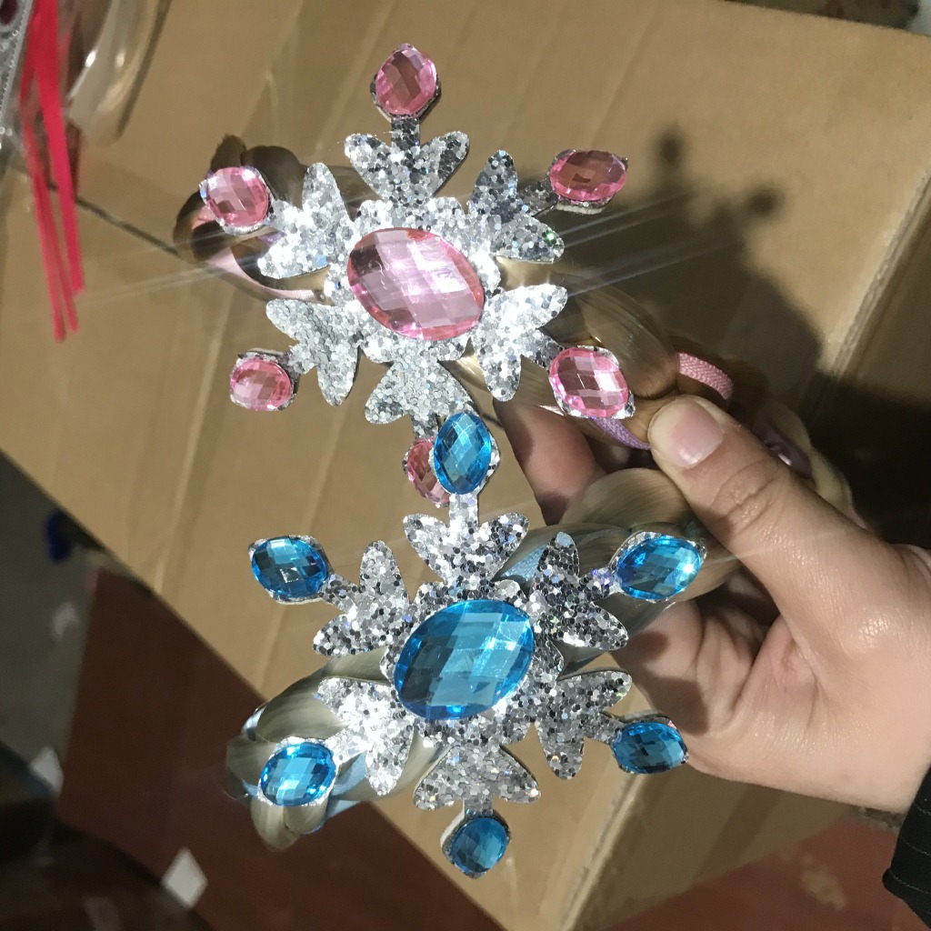 Children's Wig Princess Elsa Ice Snow Headband Wig Braid Festival Performance Party Hair Accessories Snowflake Children Headwear Children's Wig Princess Elsa Ice Snow Headband Wig Braid Festival Performance Party Hair Accessories Snowflake Children Headwear