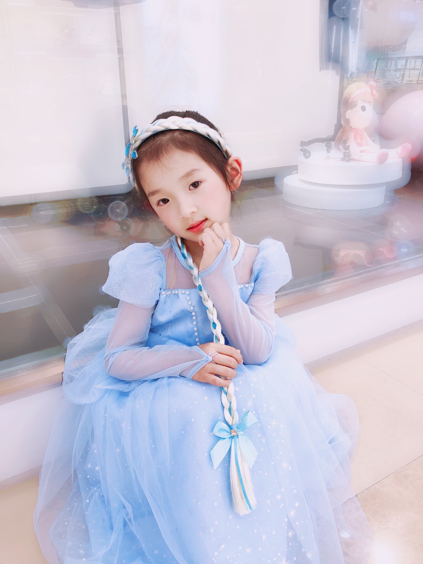 Children's Wig Princess Elsa Ice Snow Headband Wig Braid Festival Performance Party Hair Accessories Snowflake Children Headwear Children's Wig Princess Elsa Ice Snow Headband Wig Braid Festival Performance Party Hair Accessories Snowflake Children Headwear