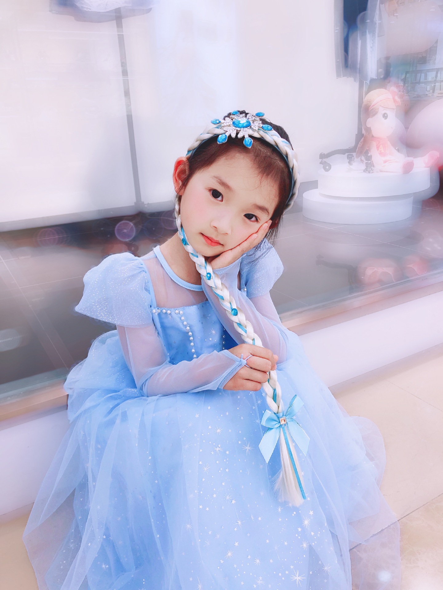Children's Wig Princess Elsa Ice Snow Headband Wig Braid Festival Performance Party Hair Accessories Snowflake Children Headwear Children's Wig Princess Elsa Ice Snow Headband Wig Braid Festival Performance Party Hair Accessories Snowflake Children Headwear