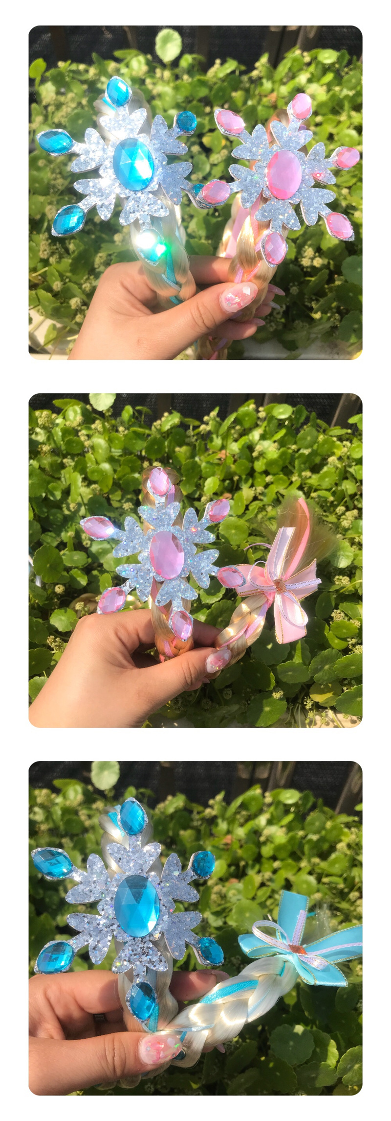 Children's Wig Princess Elsa Ice Snow Headband Wig Braid Festival Performance Party Hair Accessories Snowflake Children Headwear Children's Wig Princess Elsa Ice Snow Headband Wig Braid Festival Performance Party Hair Accessories Snowflake Children Headwear