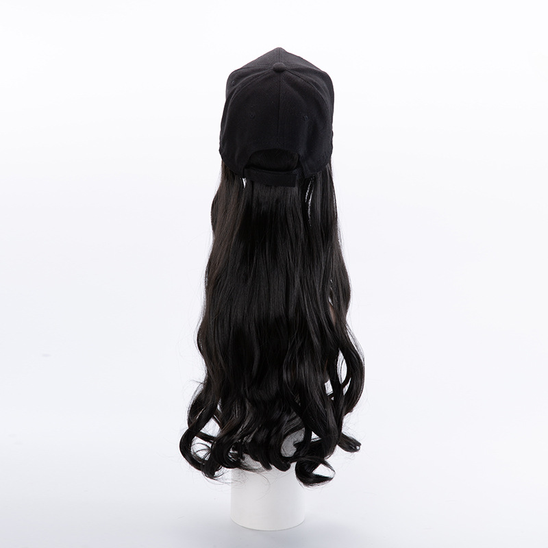 Factory in Stock Peaked Cap Wig Female Black Long Curly Hair Big Wave Fashion Trendy Style Wig Full-Head Wig Factory in Stock Peaked Cap Wig Female Black Long Curly Hair Big Wave Fashion Trendy Style Wig Full-Head Wig