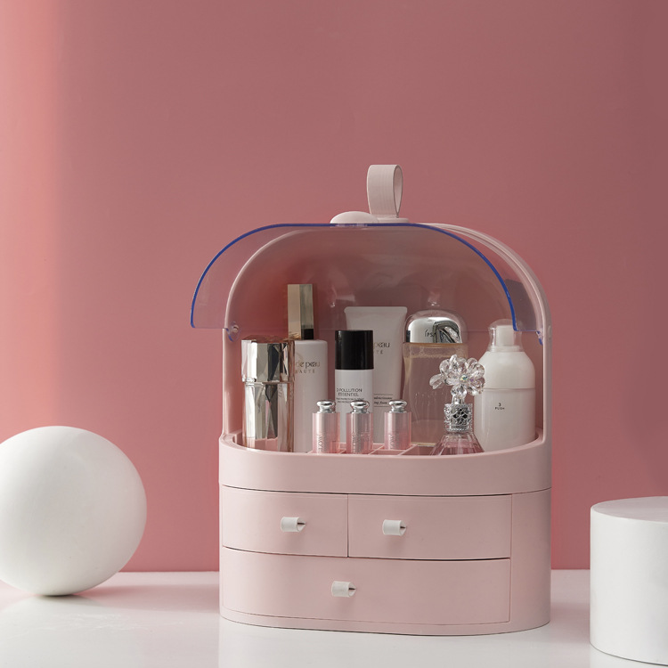 Korea Internet Celebrity Dustproof Cosmetics Storage Box Transparent Hand Cosmetic Case Dressing Table Skin Care Products Organize the Shelves
