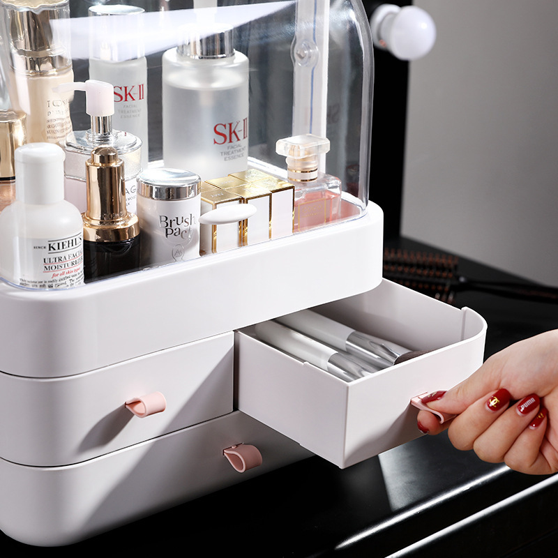 Korean-Style Dustproof Cosmetics Storage Box Drawer Desktop Transparent Hand Cosmetic Case Dressing Table Skin Care Products Finishing