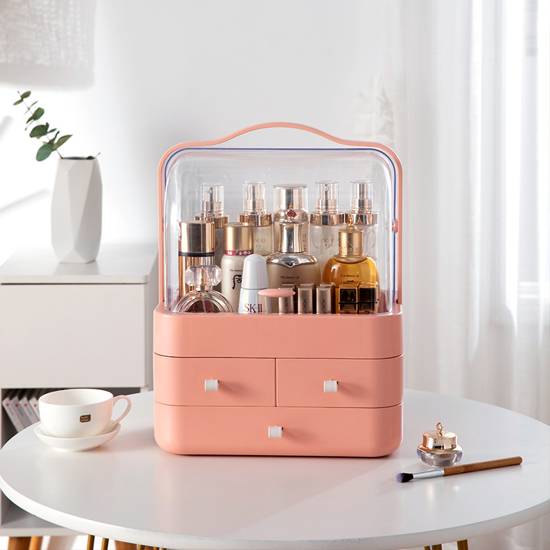 Korean-Style Dustproof Cosmetics Storage Box Drawer Desktop Transparent Hand Cosmetic Case Dressing Table Skin Care Products Finishing