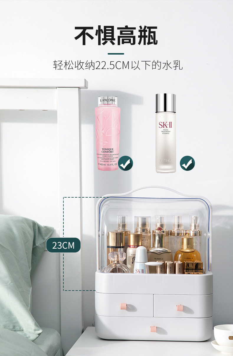 Korean-Style Dustproof Cosmetics Storage Box Drawer Desktop Transparent Hand Cosmetic Case Dressing Table Skin Care Products Finishing Korean-Style Dustproof Cosmetics Storage Box Drawer Desktop Transparent Hand Cosmetic Case Dressing Table Skin Care Products Finishing