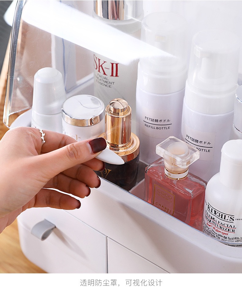 Korean-Style Dustproof Cosmetics Storage Box Drawer Desktop Transparent Hand Cosmetic Case Dressing Table Skin Care Products Finishing Korean-Style Dustproof Cosmetics Storage Box Drawer Desktop Transparent Hand Cosmetic Case Dressing Table Skin Care Products Finishing