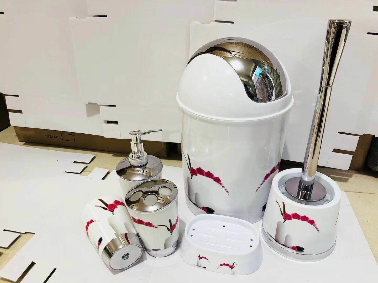 Plastic Set for Hotel Bathroom Lotion Bottle Toothbrush Holder Cup Water Cup Soap Box Toilet Brush Garbage Simple Three Or Four Piece Suit Plastic Set for Hotel Bathroom Lotion Bottle Toothbrush Holder Cup Water Cup Soap Box Toilet Brush Garbage Simple Three Or Four Piece Suit