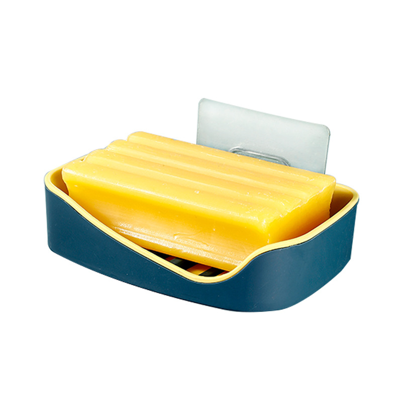 Original Ins SOAP box double layer Non-stick bathroom shelf SOAP box without trace paste
