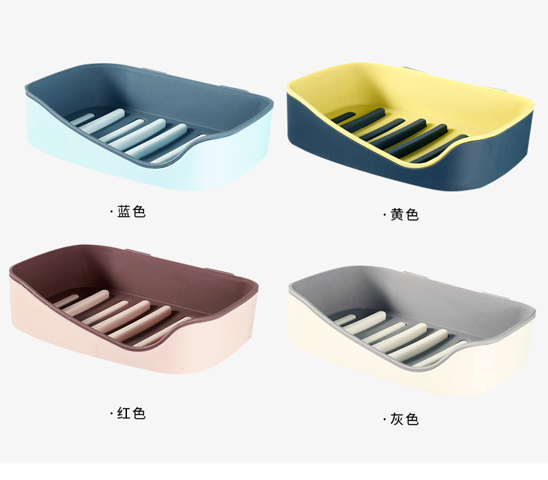 Original Ins SOAP box double layer Non-stick bathroom shelf SOAP box without trace paste Original Ins SOAP box double layer Non-stick bathroom shelf SOAP box without trace paste