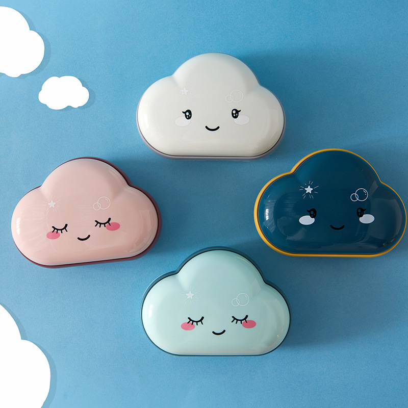 Creative Cartoon Cute Cloud Fat Soap Box Household Toilet Drain Soap Box Soap Box with Lid Soap Holder Double Soap Box Soap Box