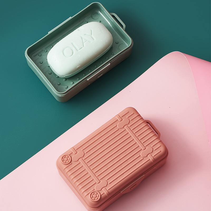 Creative Portable Luggage Soap Box Travel Double Layer Waterproof Soap Dish Plastic Drain Handmade Soap Storage Box