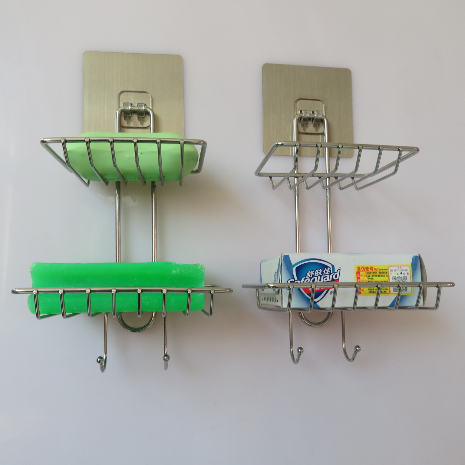 Stainless steel double soap box with hook, toilet creative Stainless steel double soap box soap box Stainless steel double soap box with hook, toilet creative Stainless steel double soap box soap box