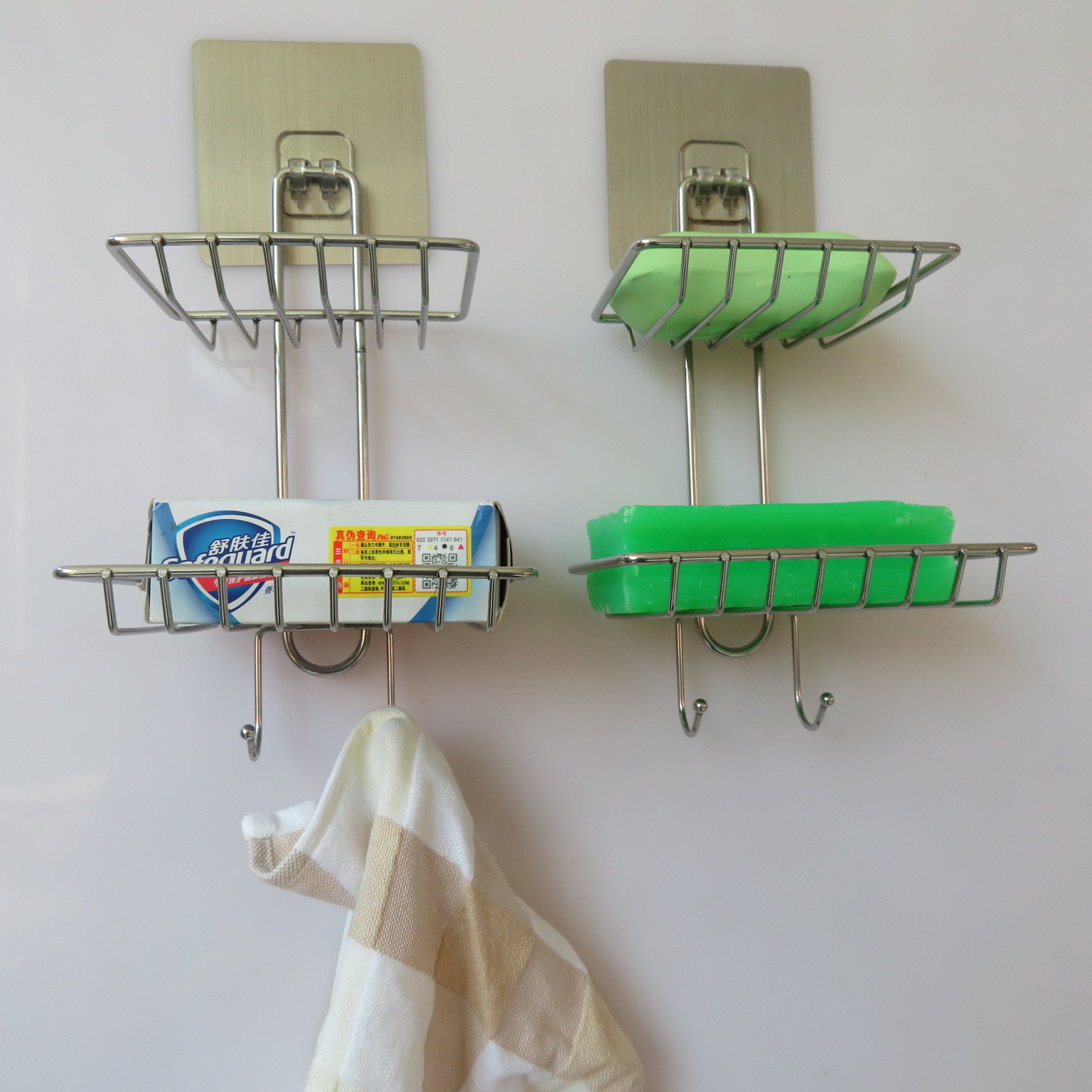 Stainless steel double soap box with hook, toilet creative Stainless steel double soap box soap box Stainless steel double soap box with hook, toilet creative Stainless steel double soap box soap box