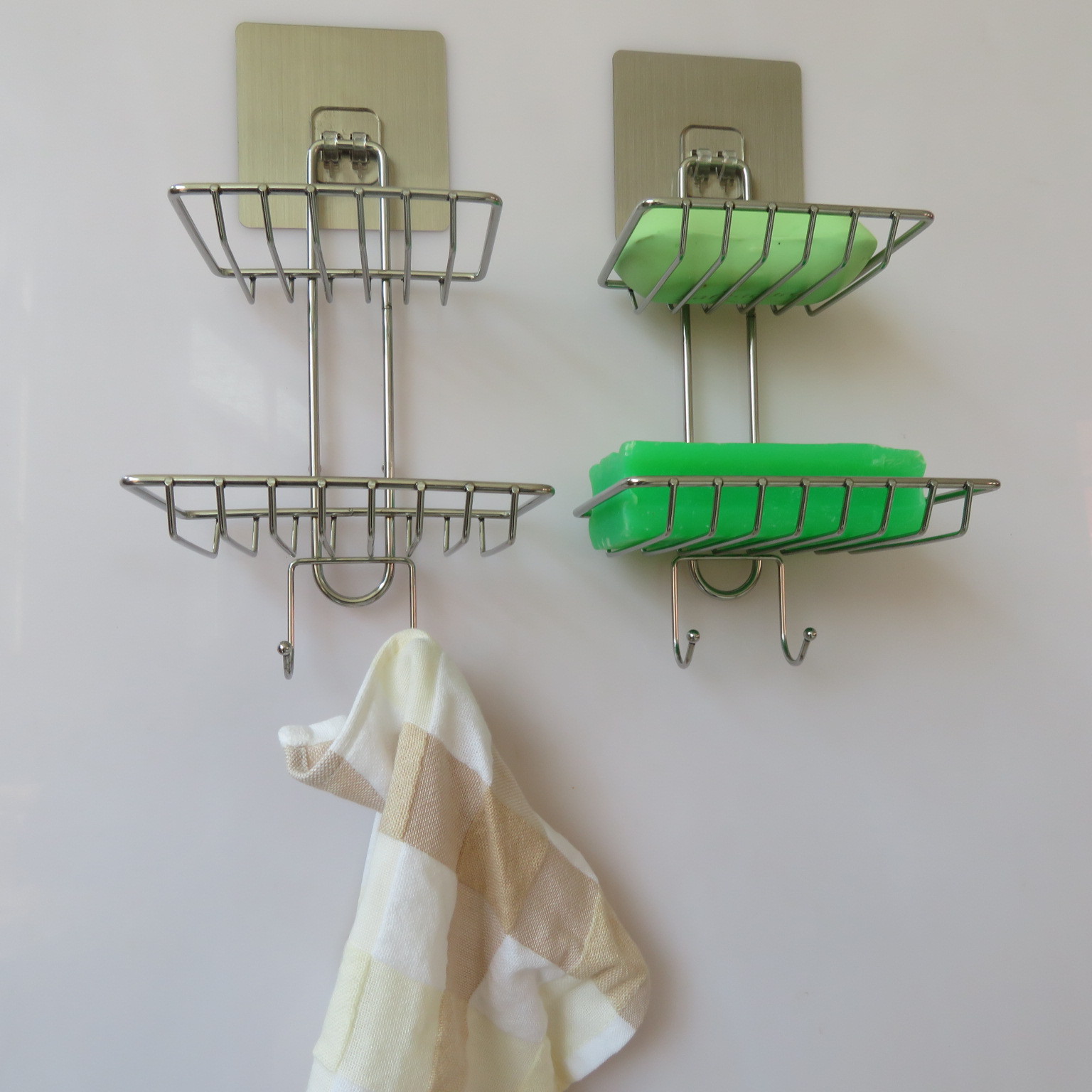 Stainless steel double soap box with hook, toilet creative Stainless steel double soap box soap box Stainless steel double soap box with hook, toilet creative Stainless steel double soap box soap box