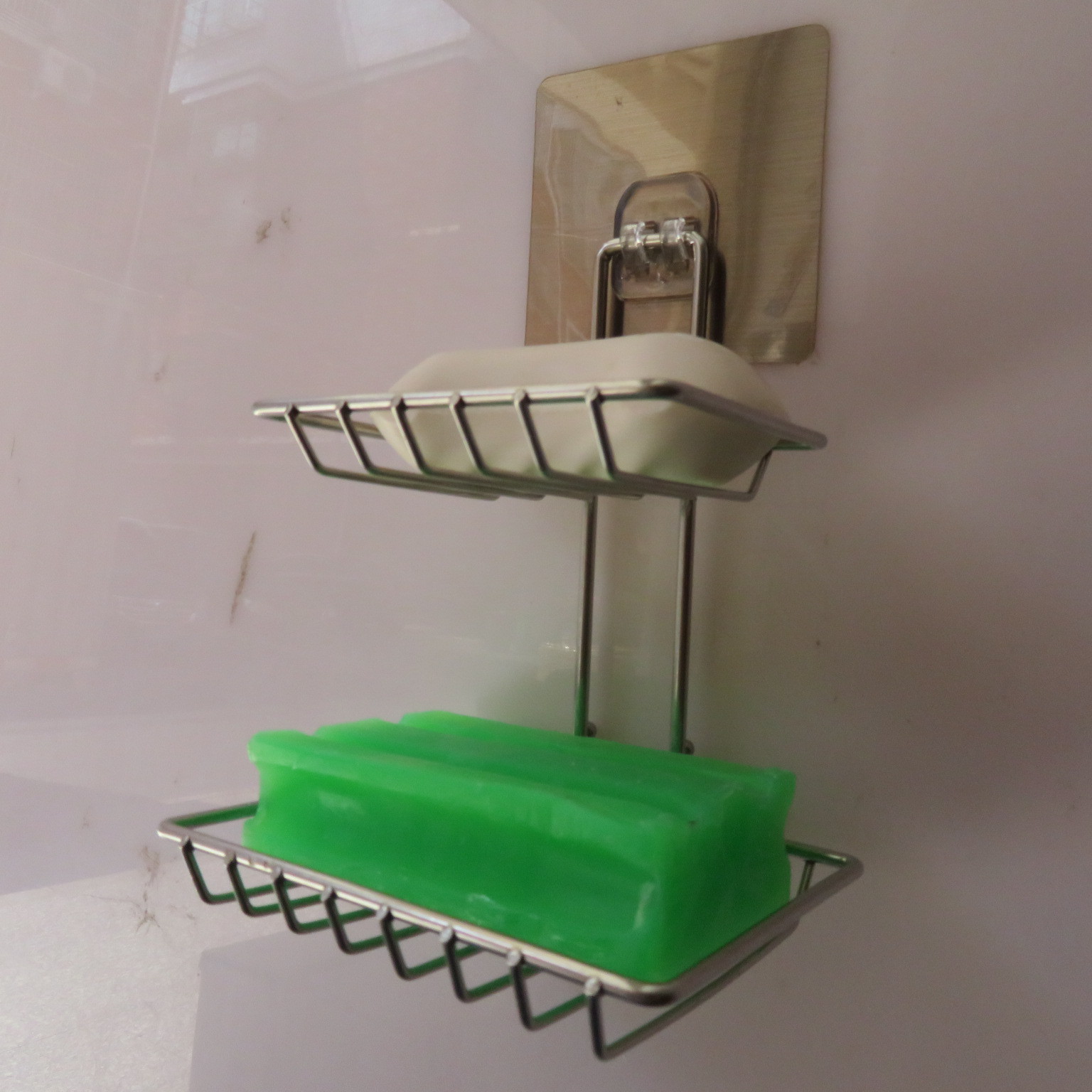 Stainless steel double soap box with hook, toilet creative Stainless steel double soap box soap box Stainless steel double soap box with hook, toilet creative Stainless steel double soap box soap box
