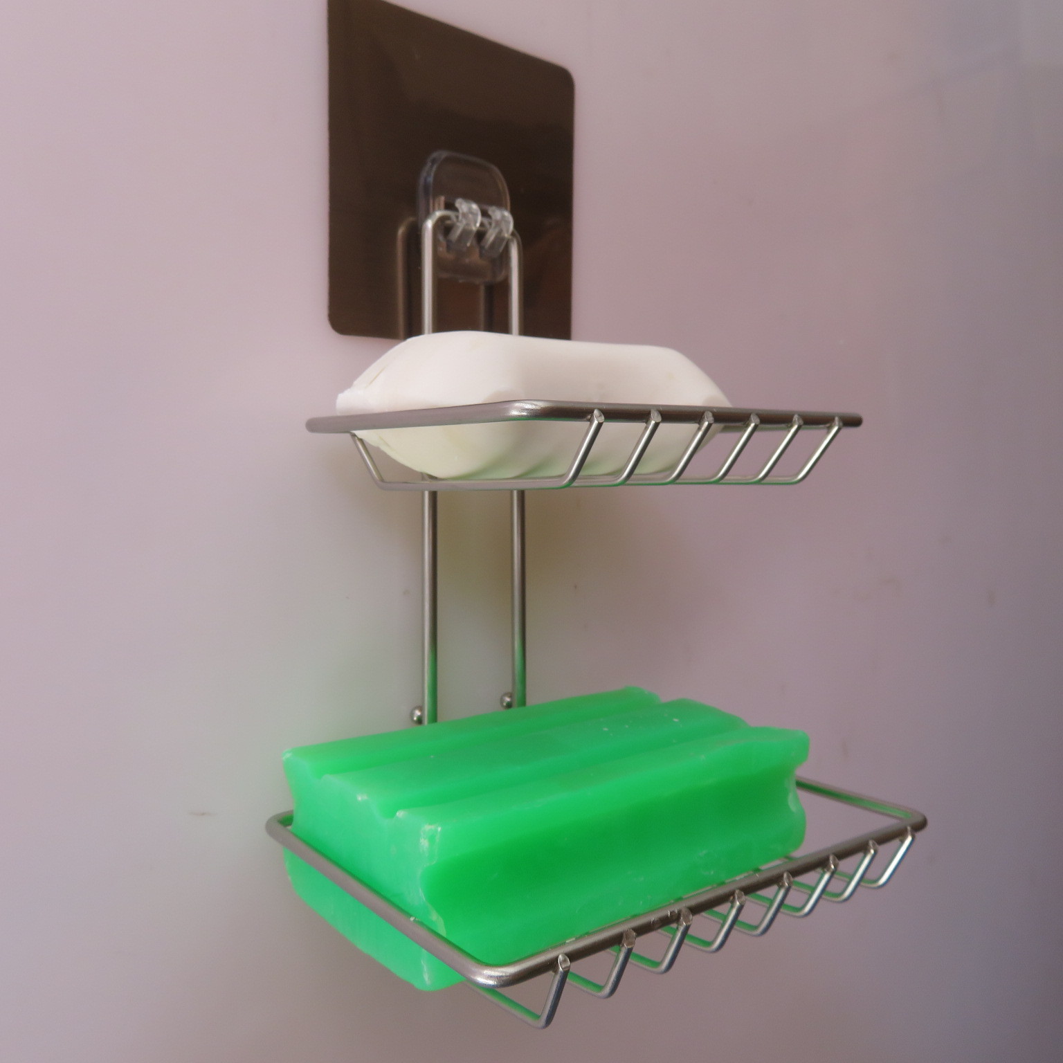 Stainless steel double soap box with hook, toilet creative Stainless steel double soap box soap box Stainless steel double soap box with hook, toilet creative Stainless steel double soap box soap box