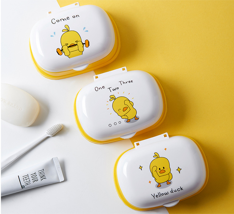 Creative Trending Small Yellow Duck Soap Box Multicolor Unique Soap Dish Soap Box Simple Children's Closable Soap Box