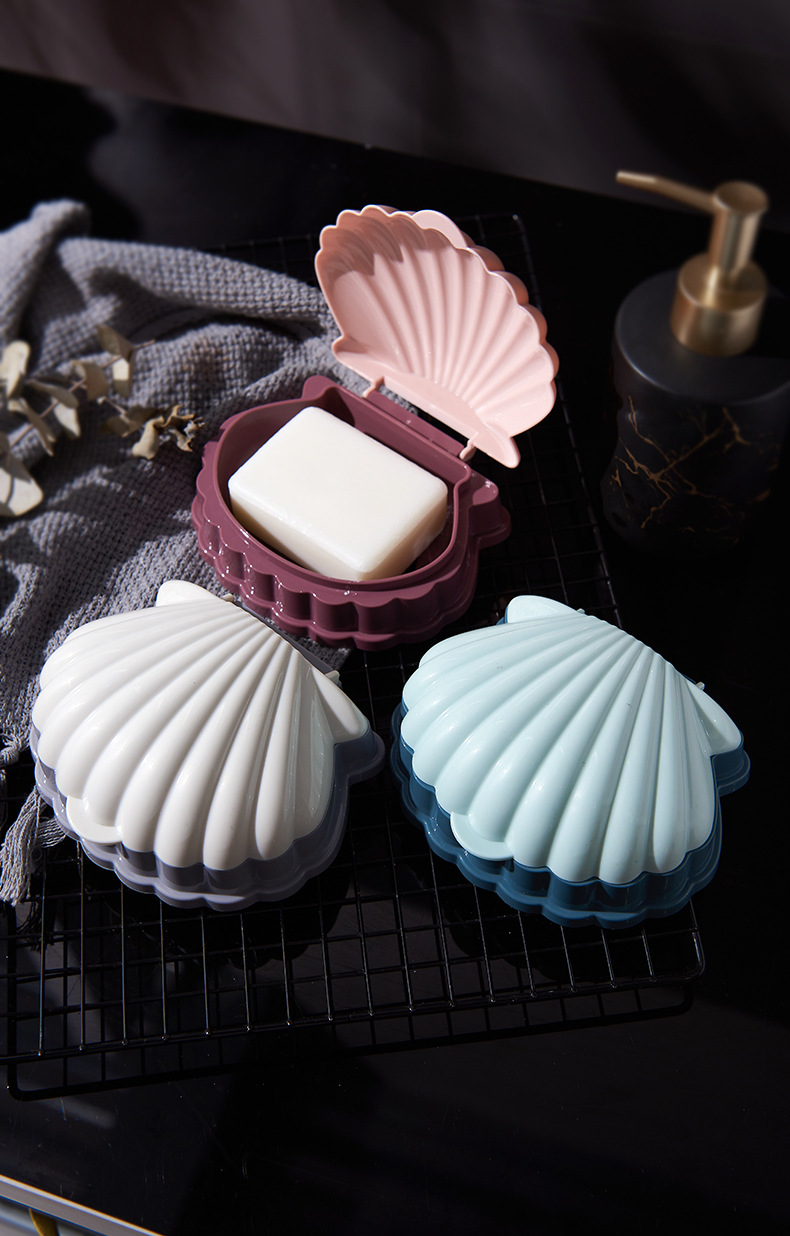 New Household Shell Two-Color Fat Soap Box with Lid Draining Handmade Soap Box Soap Box Bathroom Laundry Soap Storage Box