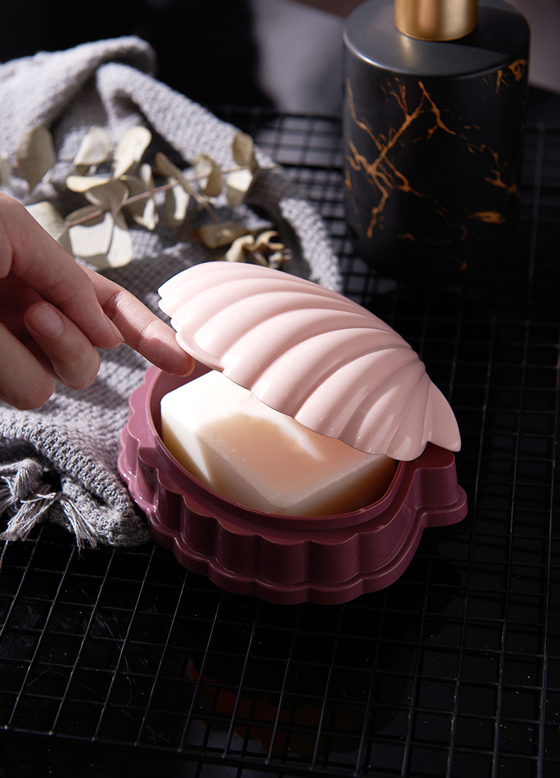 New Household Shell Two-Color Fat Soap Box with Lid Draining Handmade Soap Box Soap Box Bathroom Laundry Soap Storage Box