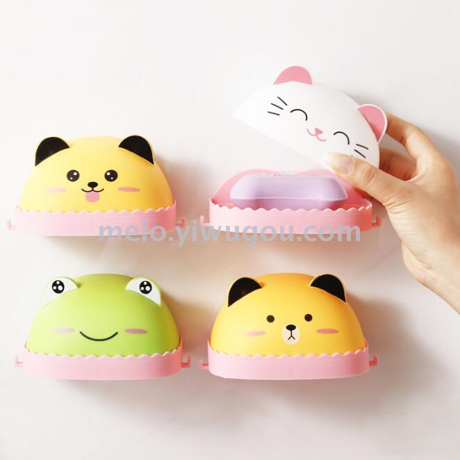 Cartoon no mark wall hanging soap box (built-in sponge, function hook