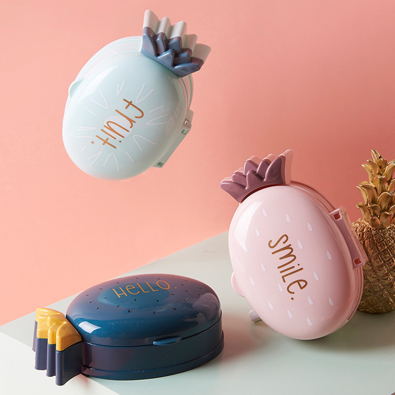 New Cute Cartoon Pineapple Soap Box Home Bathroom Draining Plastic Soap Dish Soap Box Student Dormitory Soap Box with Lid Soap Box