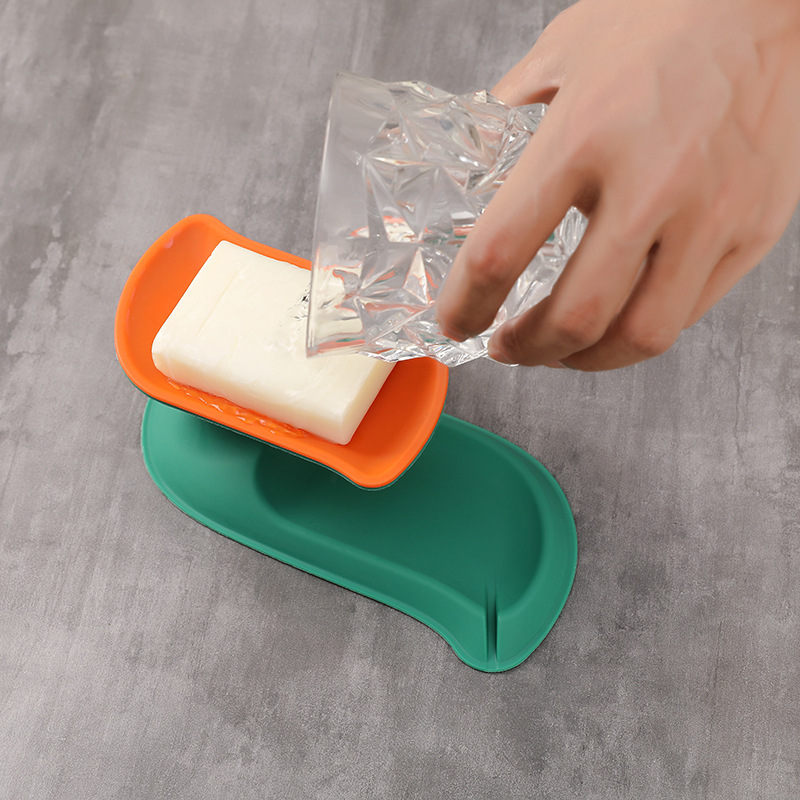 New Style Nordic Color Two-Tone Desktop Single Layer Hollow Drain Soap Box Creative Punch-Free Soap Box Soap Holder