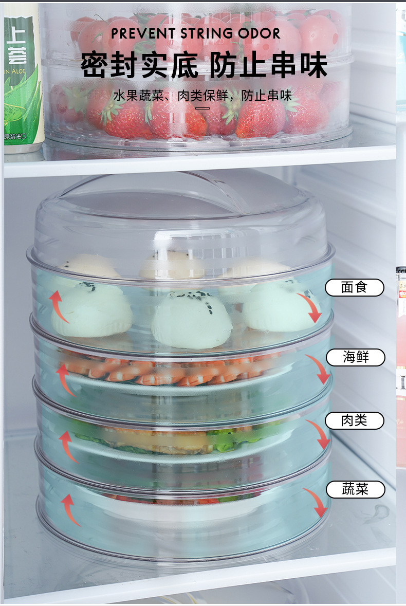 Thermal Food Cover Stackable Storage Refrigerator Food Cover Household Seal Transparent Plastic Dust-Proof Dish Cover 