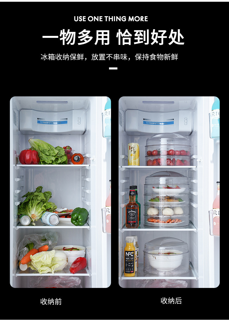 Thermal Food Cover Stackable Storage Refrigerator Food Cover Household Seal Transparent Plastic Dust-Proof Dish Cover 