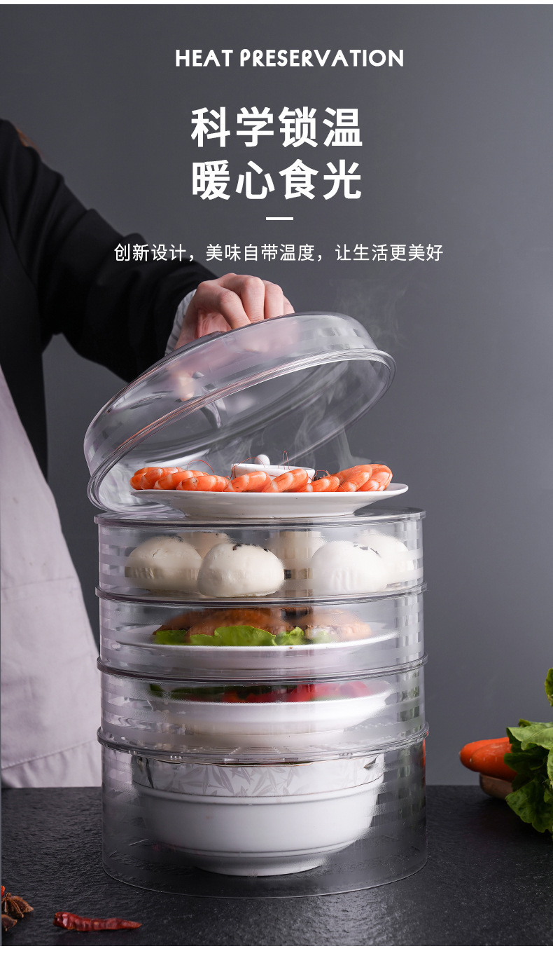 Thermal Food Cover Stackable Storage Refrigerator Food Cover Household Seal Transparent Plastic Dust-Proof Dish Cover 
