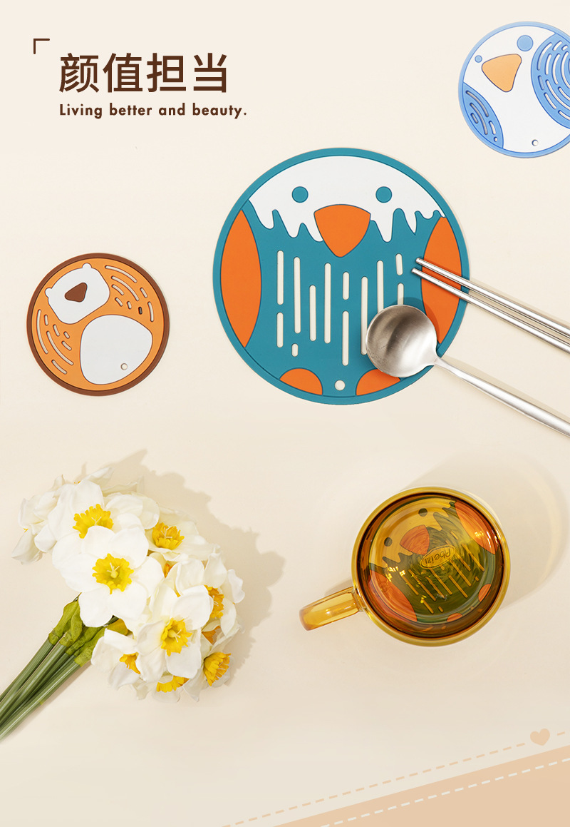 Heat Proof Mat Anti-Scald and Heat-Resistant Household Coasters Waterproof Silicone Dining Table Table Cover Dish Service Plate Potholder Plate Table Mat Cup Mat