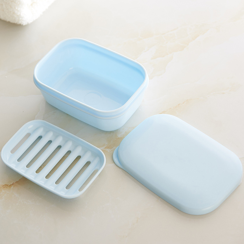 Like Comes for Business Trip with Cover Portable Soap Box Draining Layers Handmade Soap Box Rectangular Soap Dish