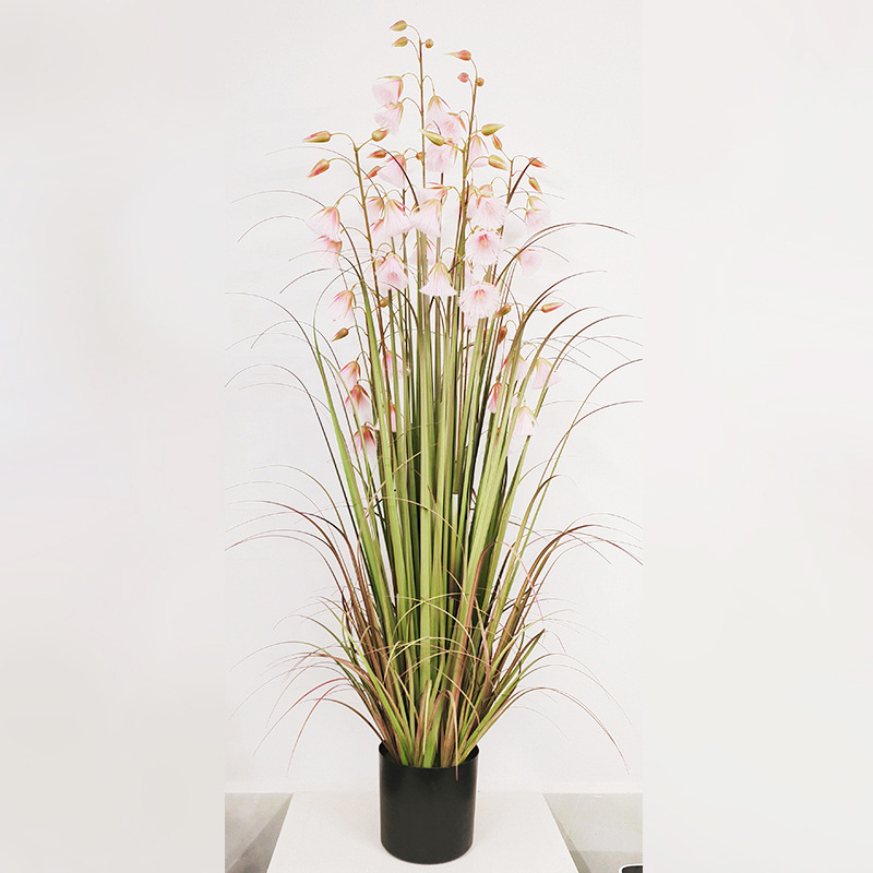 Cross-Border Plant Pot Dried Reed Flower Hanging Bell Flower Bonsai Fake Flower Decoration Nordic Room Floor Table-Top Decoration