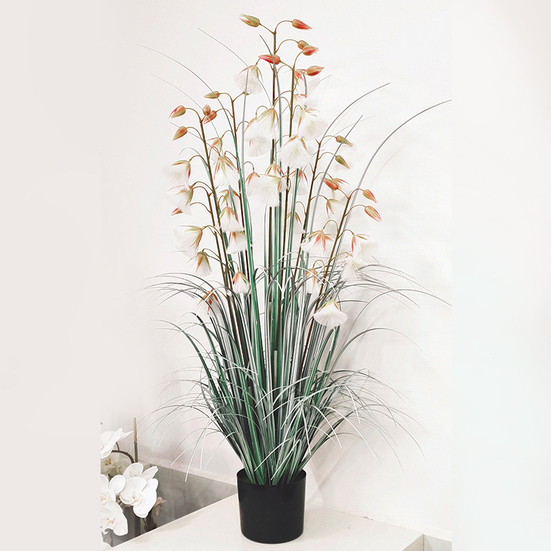 Cross-Border Plant Pot Dried Reed Flower Hanging Bell Flower Bonsai Fake Flower Decoration Nordic Room Floor Table-Top Decoration