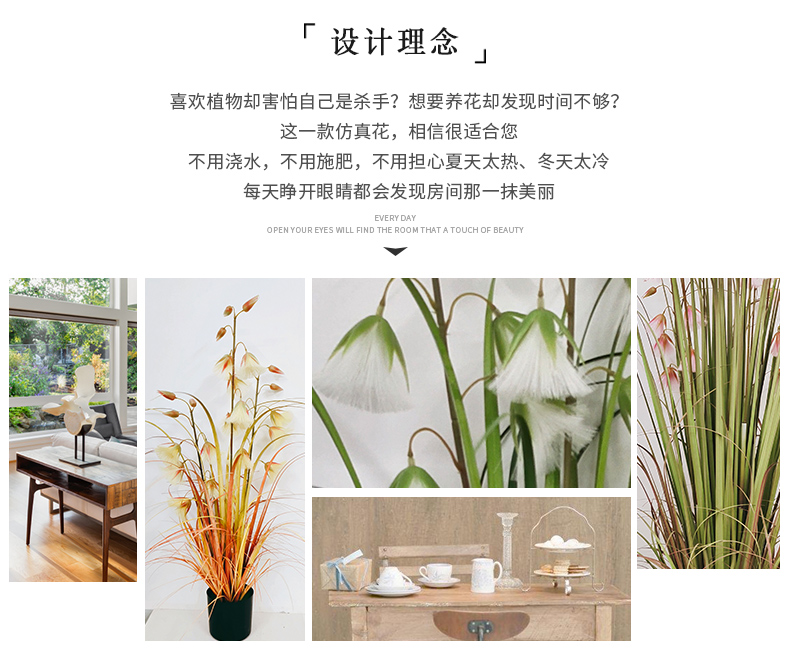 Cross-Border Plant Pot Dried Reed Flower Hanging Bell Flower Bonsai Fake Flower Decoration Nordic Room Floor Table-Top Decoration Cross-Border Plant Pot Dried Reed Flower Hanging Bell Flower Bonsai Fake Flower Decoration Nordic Room Floor Table-Top Decoration