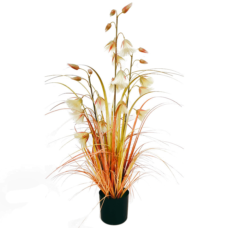 Cross-Border Plant Pot Dried Reed Flower Hanging Bell Flower Bonsai Fake Flower Decoration Nordic Room Floor Table-Top Decoration