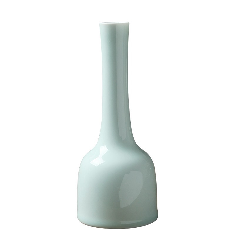 Hutian Misty Blue Bell-Shaped Vase Minimalist Chinese Style Ceramic Small Vase Home Table Hydroponic Flower Flower Decoration Generation