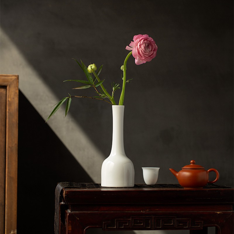 Hutian Misty Blue Bell-Shaped Vase Minimalist Chinese Style Ceramic Small Vase Home Table Hydroponic Flower Flower Decoration Generation