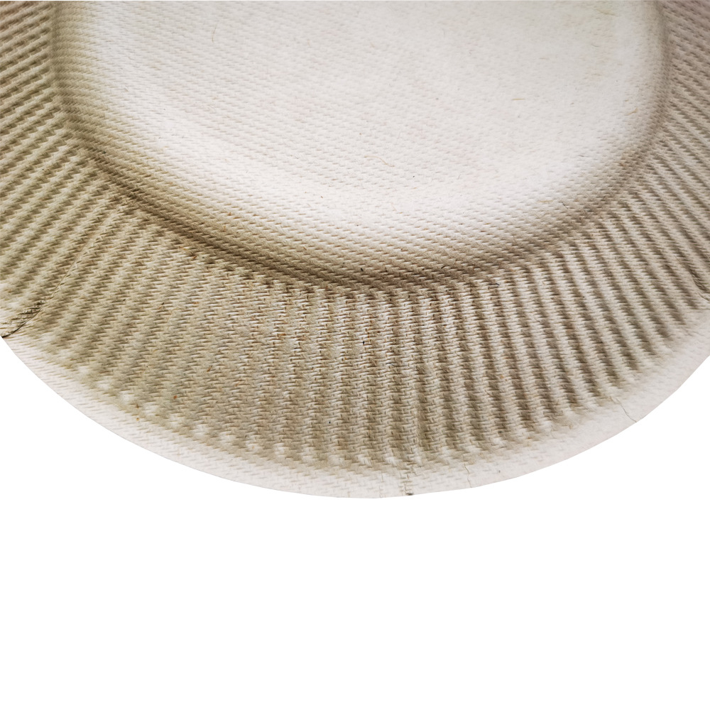 6-Inch Sugarcane Pulp Tableware Fluorine-Free Full Degradation Disposable Environmentally Friendly Degradable Bagasse round Plate