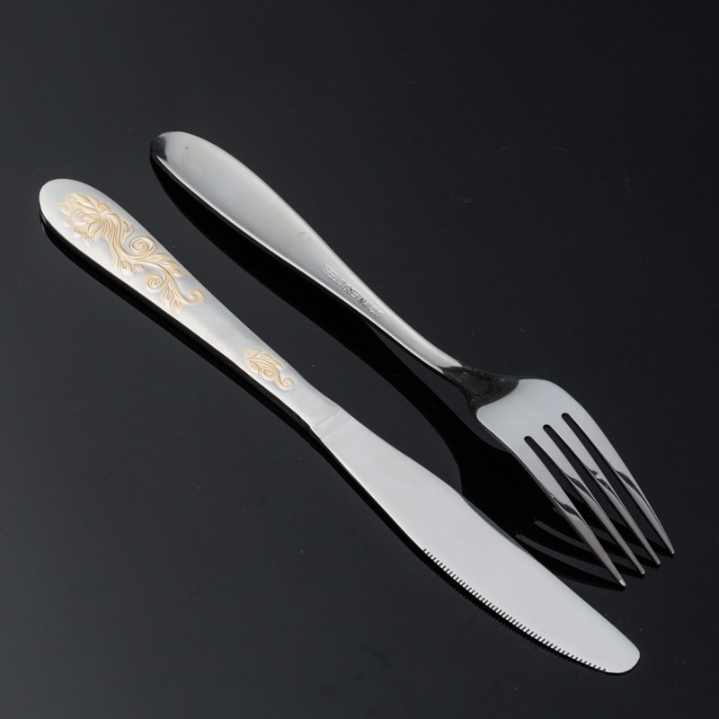 High - grade stainless steel thickened knife and fork spoon steak western meal knife and fork spoon set three sets of four sets of gifts