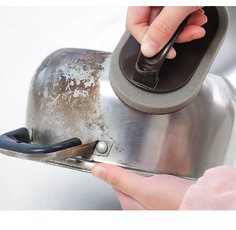 Carborundum sponge Magic wipe kitchen with handle clean decontamination Wash pot bottom Black scale sponge Carborundum sponge Magic wipe kitchen with handle clean decontamination Wash pot bottom Black scale sponge
