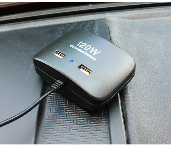 Car cigarette lighter 120W high power double USB into three vehicle power splitter auto supplies