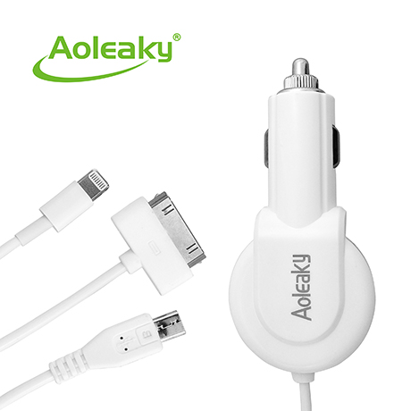 A double USB car charger car cigarette lighter charger three car charger P21 car charger