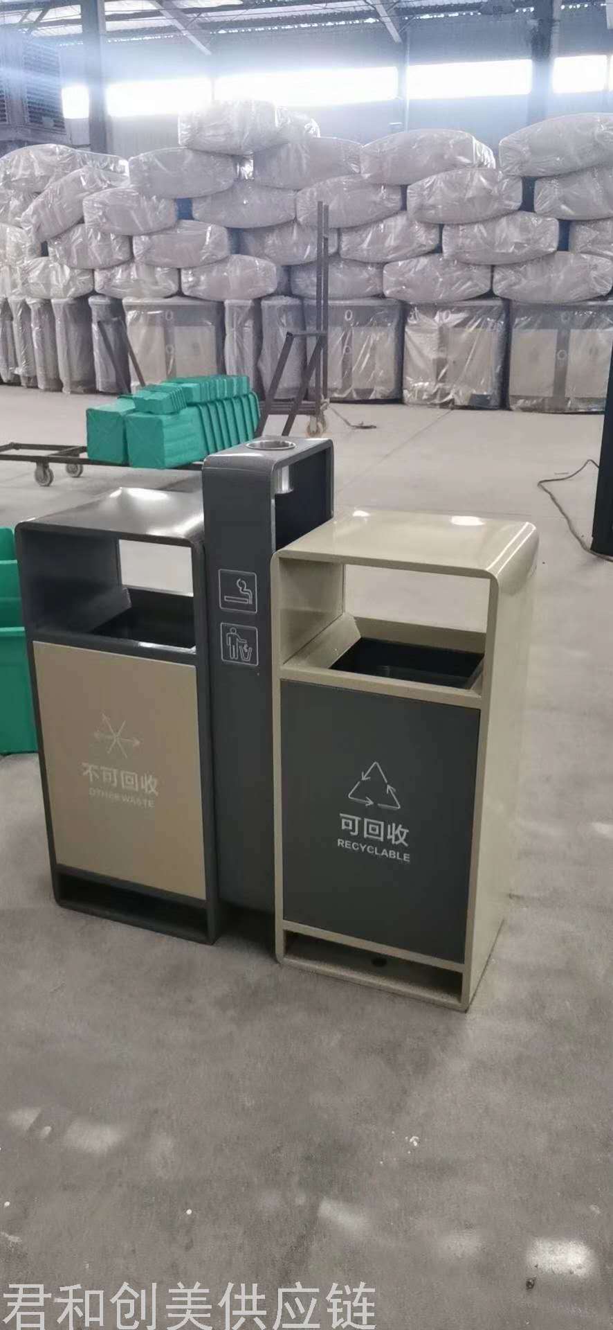 Garbage Bin Galvanized Steel Trash Can Park Classification Dustbin Scenic Spot Trash Bin Outdoor Recycle Bin