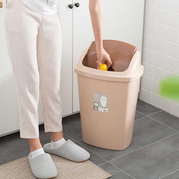 Factory Wholesale Garbage Classification Environmental Sanitation Waste Bin Outdoor Kitchen Home Shake Cover Plastic Covered Storage Dustbin